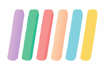 Pastel colored chalk sticks on a white background vector art illustration