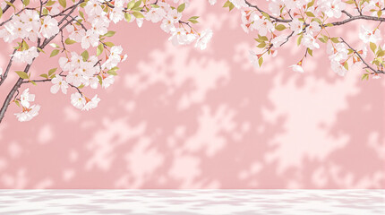 Fototapeta premium Delicate Cherry Blossom Branches Against a Soft Pink Background
