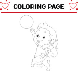 girl is playing volleyball coloring page for kids