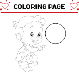 happy boy is playing volley ball coloring page for kids
