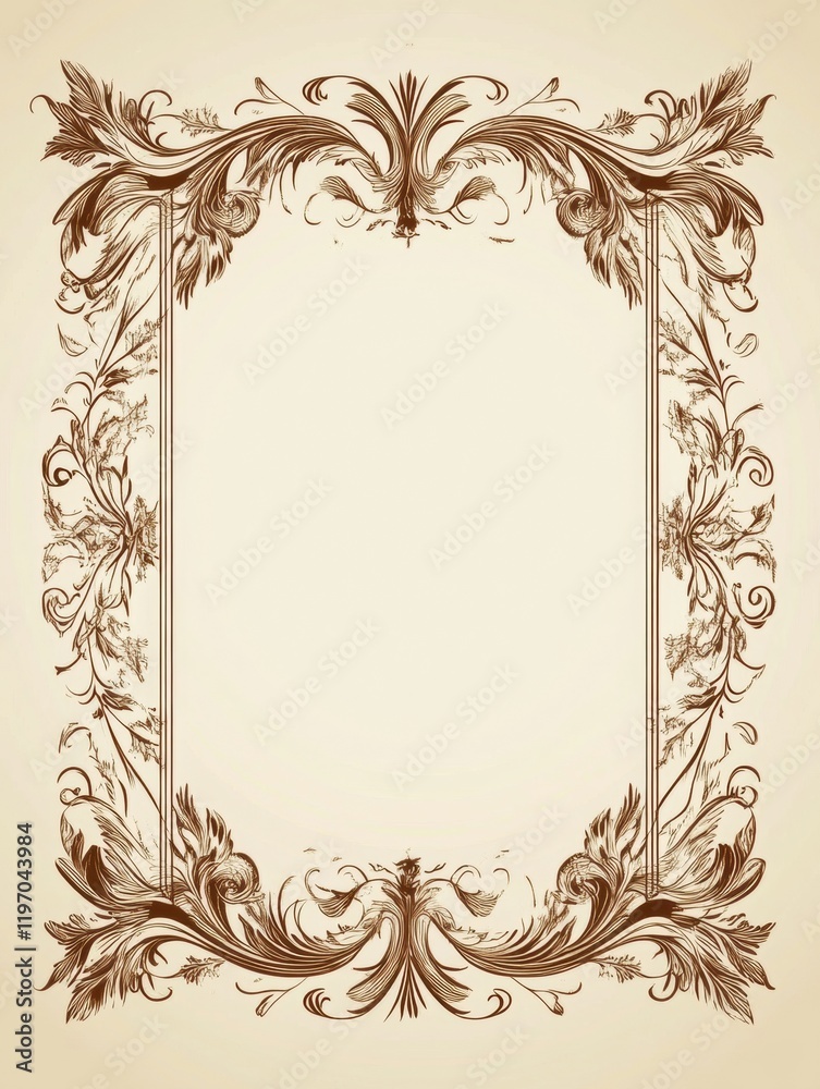 Fototapete elegant vintage frame design with ample space for text and decorative elements suitable for invitati