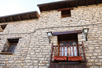 Stone facades in Pozondon town, Teruel