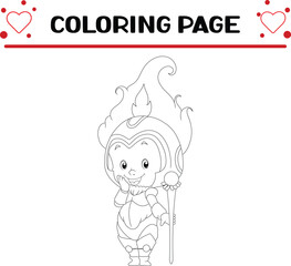 cute girl is wearing robot costume coloring page for kids