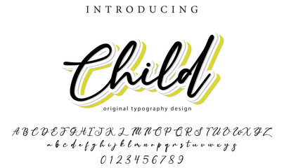 Child Font Stylish brush painted an uppercase vector letters, alphabet, typeface