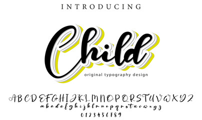 Child Font Stylish brush painted an uppercase vector letters, alphabet, typeface