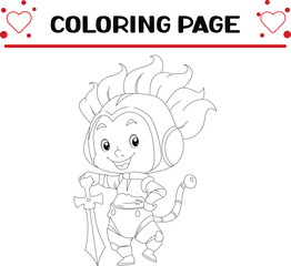 superhero are holding sword coloring page for kids