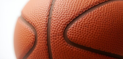  Close-up of textured basketball surface.
