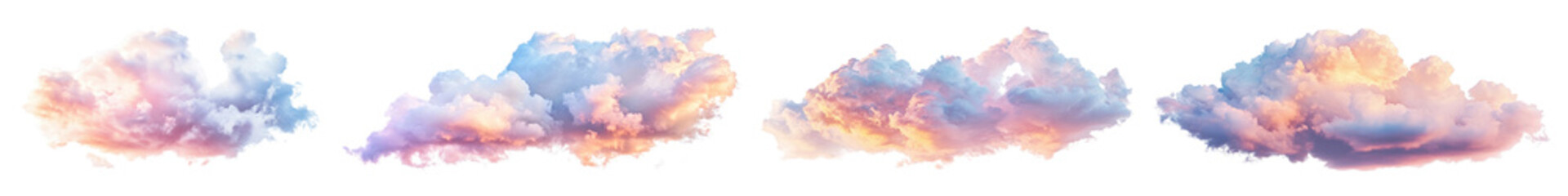 Fototapeta premium PNG Vibrant sunset clouds collection, element set on transparent background
