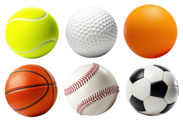 Sport ball png cut out element set, transparent background