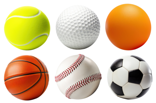 Sport ball png cut out element set, transparent background - Powered by Adobe