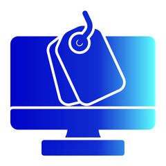 Online Shopping Icon With Tag Solid Gradient Style for Purchase or Sales Themes