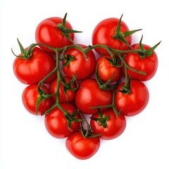 Fresh Red Tomatoes Arranged in a Heart Shape on White Background