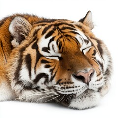 Fototapeta premium Close-Up of a Peaceful Sleeping Tiger with Striking Fur Pattern