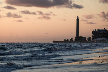 lighthouse at sunset, maspalomas, Gran Canaria