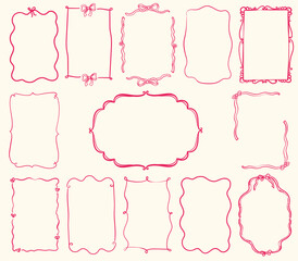 Whimsical style hand drawn collection of frames, vector illustration
