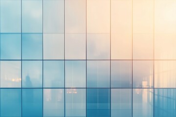 Fototapeta premium Modern reflections on glass facade with subtle gradient light