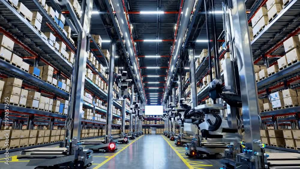 Fototapete automated sorting systems in a modern warehouse streamline inventory management and enhance efficien