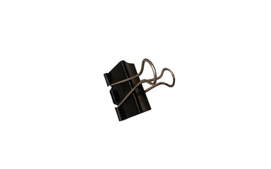 A black binder clip isolated against white background