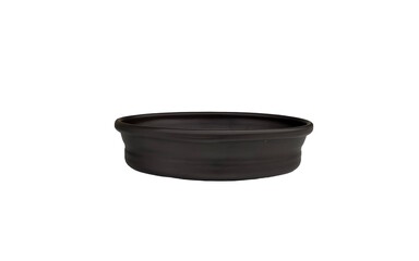 A black ceramic bowl isolated against white background