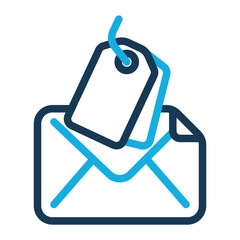 Mail Icon With Tag Line Color Style for Purchase or Sales Themes