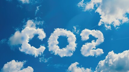 CO2 text made of clouds in the sky: Climate change concept and global environmental impact background