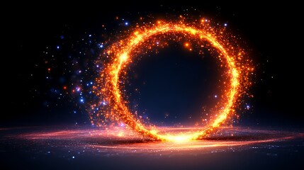 Obraz premium Fiery Sparkly Circle Abstract Light Design