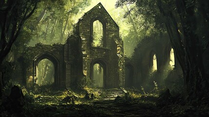 Fototapeta premium Abandoned monastery in the forest