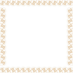 Hand drawn vector outline line art floral empty frame. Baroque floral vintage outline design concept