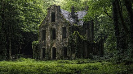 Obraz premium Abandoned monastery in the forest
