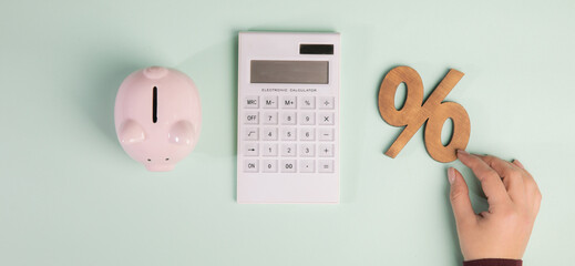 Piggy bank with percent sign