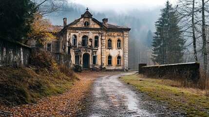 Obraz premium Abandoned monastery in the forest