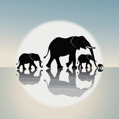 Elephant Family Silhouette © Pixel Proof Designs
