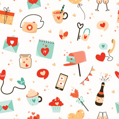 Valentine's Day Romantic Date Seamless Pattern Design, couples, wedding