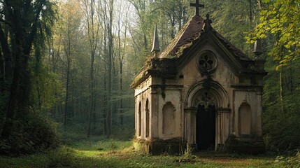 Fototapeta premium Abandoned monastery in the forest