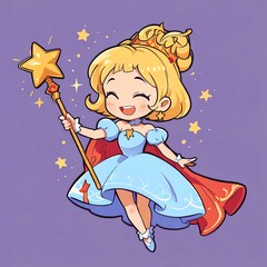 Adorable Princess with Magic Wand