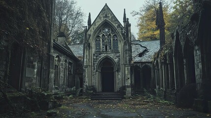 Obraz premium Abandoned monastery in the forest