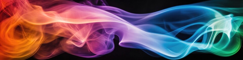 Fototapeta premium Colorful smoke swirls create mesmerizing abstract pattern on dar