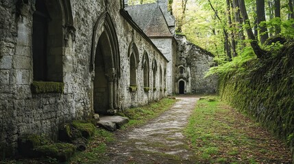 Obraz premium Abandoned monastery in the forest