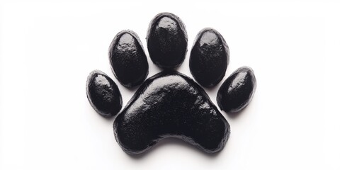 Elegant Black Paw Print on White Background Stylish Minimalist Pet Design