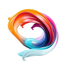 flowing colorful smoke wave isolated on white or transparent png