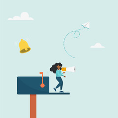 Marketing messages or subscription alerts. Email newsletter notification, vector illustration.