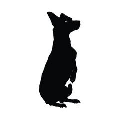 Silhouette of a dog sitting attentively. Dog illustration, Dog vector, Dog icon, Dog logo.
