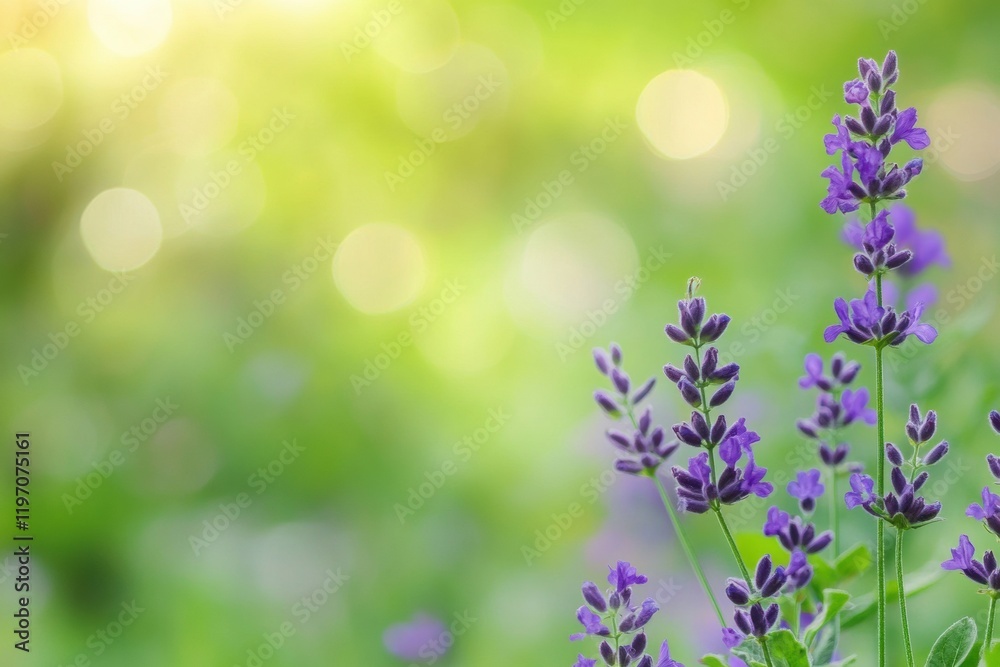 Poster vibrant lavender blossoms in sunlight with ample space for text creation and decoration. generative 