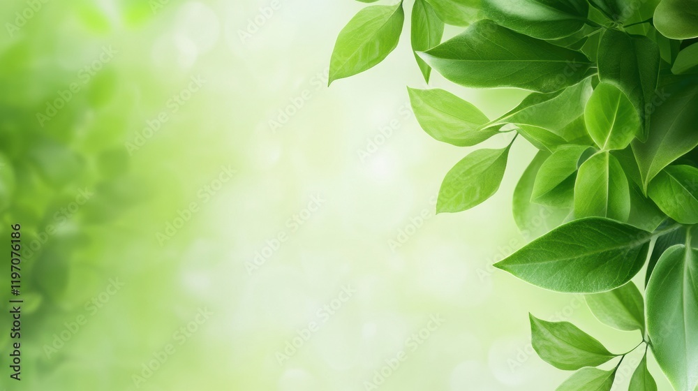 Aufkleber Lush green leaves creating a serene and tranquil atmosphere ideal for adding personal text or messages. Generative AI