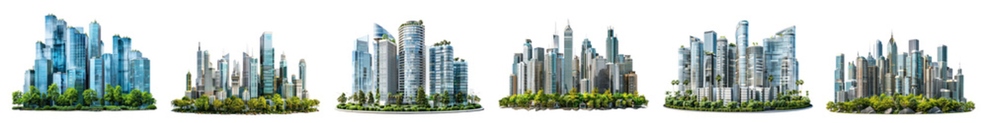 Modern city png cut out element set, transparent background