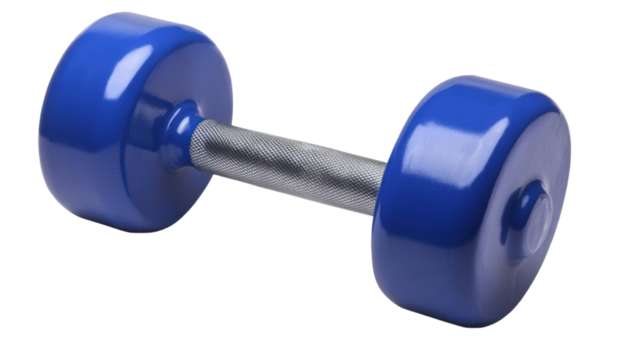 blue dumbbell isolated on white background 