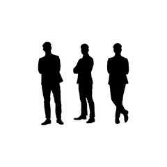 Silhouettes of Business Professionals in Stylish Standing Poses