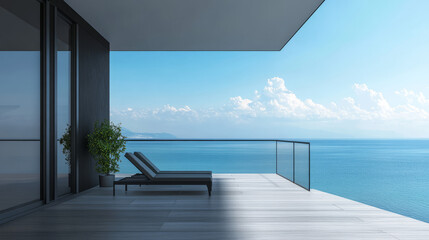 elevated modern balcony with panoramic ocean view