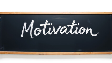 Obraz premium Motivation text on a wooden-framed chalkboard, perfect for educational and business designs. Generative AI