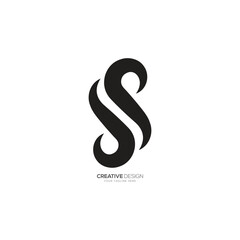 Letter D S modern unique shape line art creative monogram logo